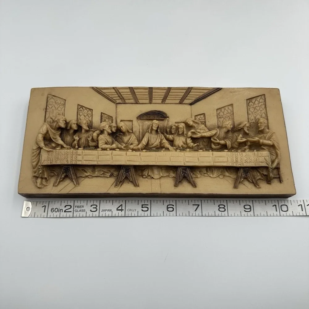 Vintage THE LAST SUPPER Hanging 3D Wall Plaque Resin Raised‎ Relief